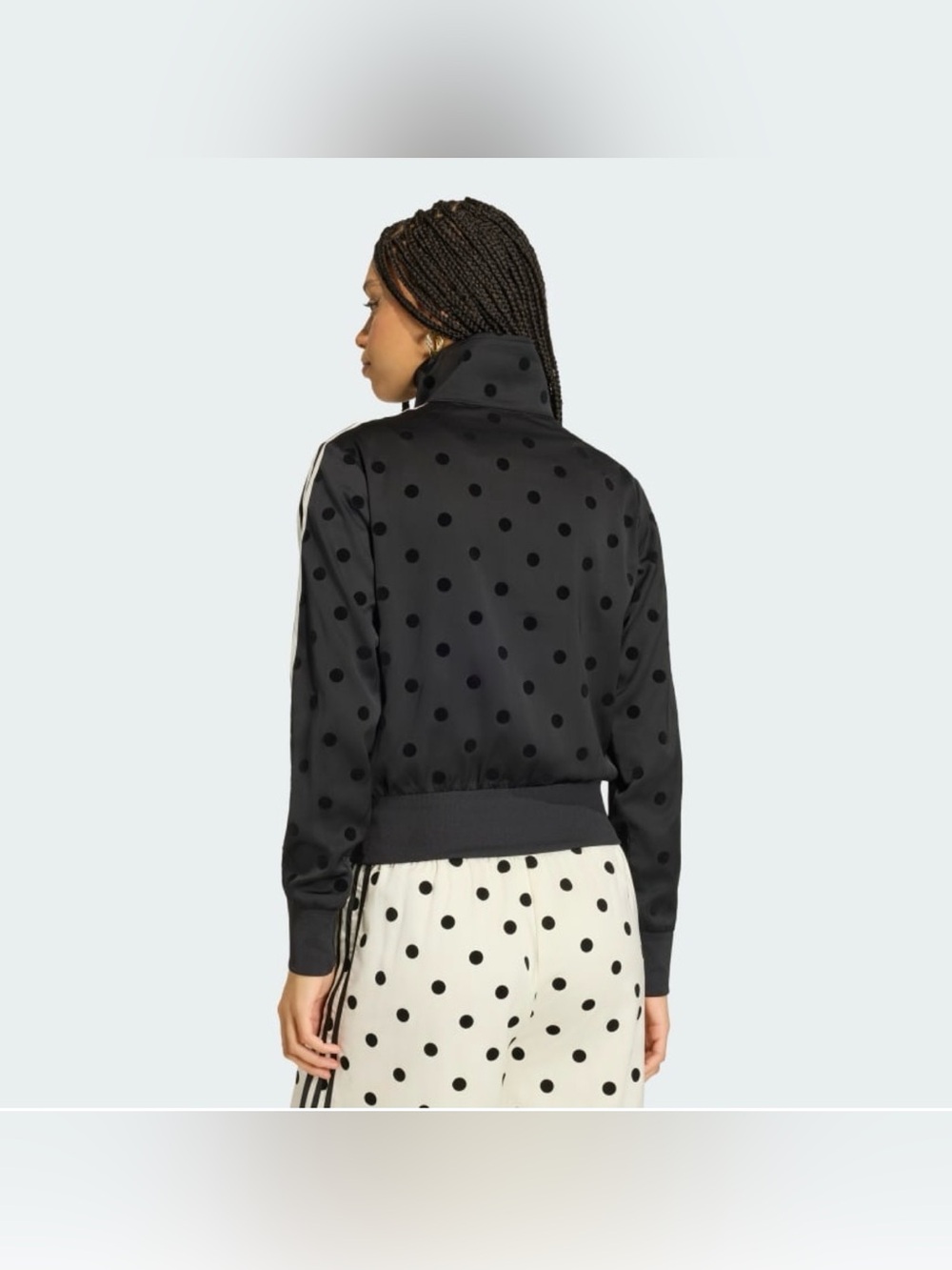 Adidas [L-2XL] Women’s Satin Polka Dots Track Jacket Black KV1166 - Picture 5 of 8